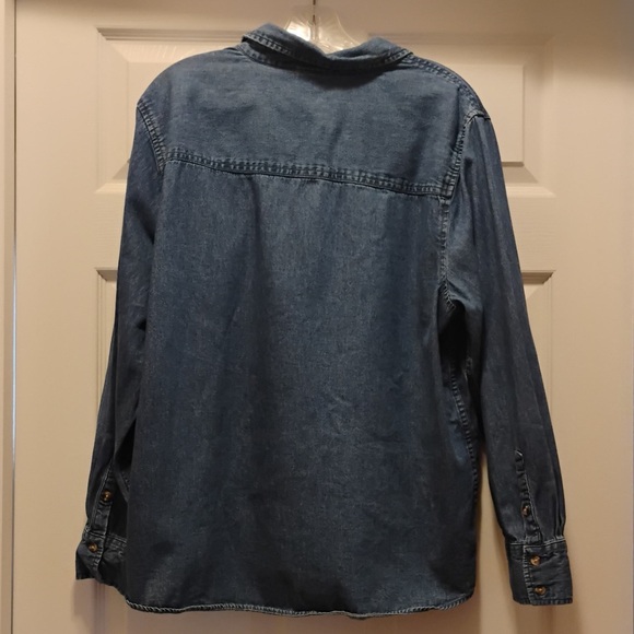 Holiday Editions Denim Shirt with Floral Embroidery Festive Celebration Size XL - Picture 4 of 9